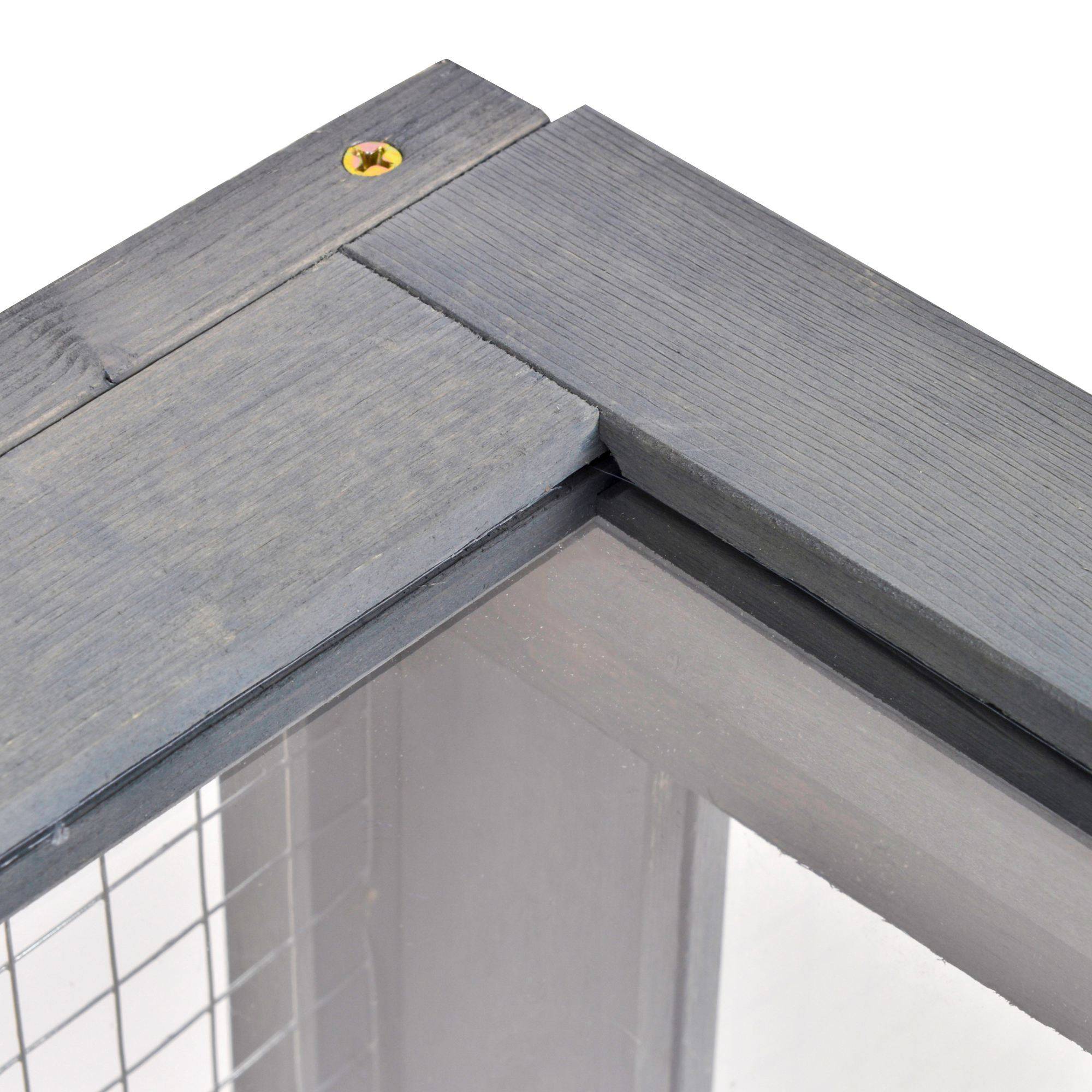 Maison enclos cage habitat pour petit animal tortues avec 2 espaces 91 x 60,5 x 32 cm bois massif gris - Image 10