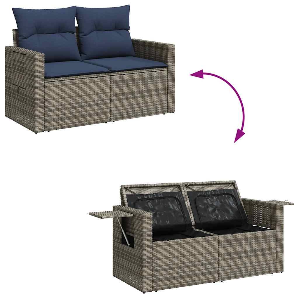 ComfortXL - Salon de jardin 4 places gris résine tressée avec table bois réglable et rangements discrets – ComfortXL Outdoor Living - Image 9