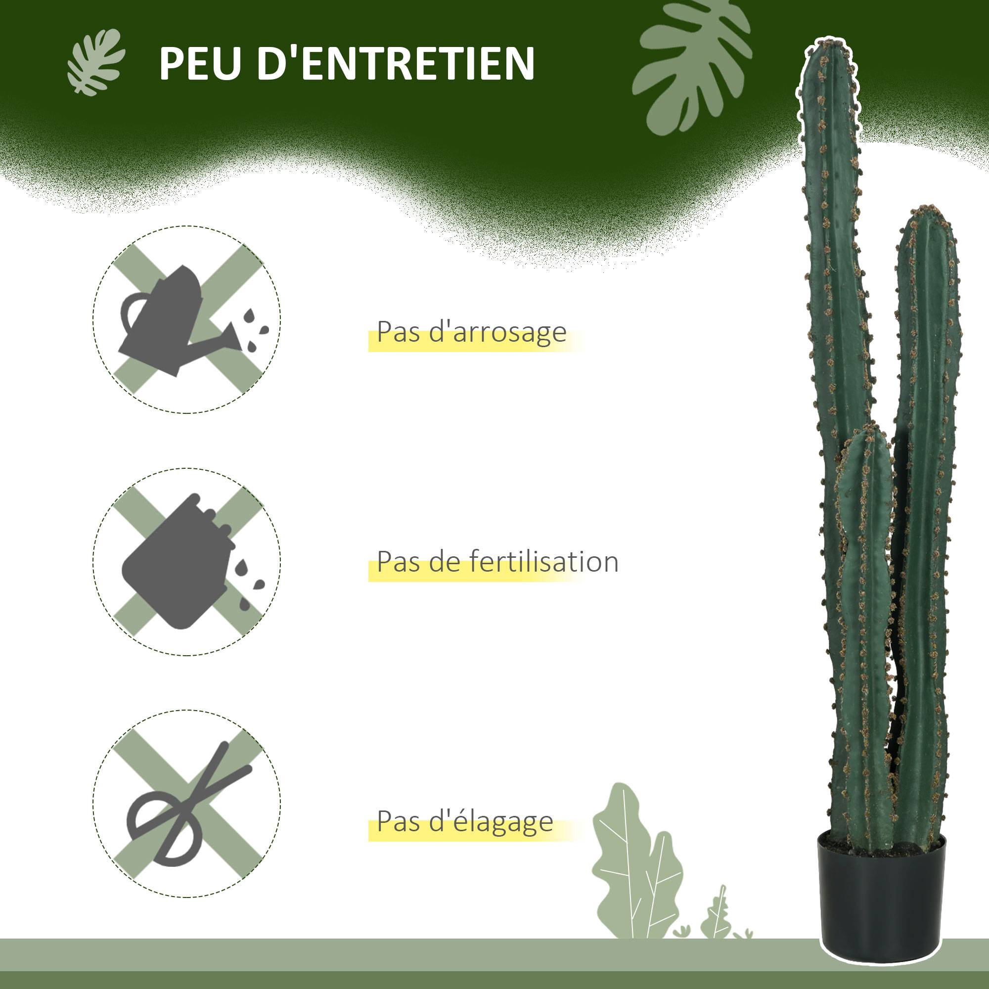 Cactus artificiel grand réalisme plante artificielle grande taille dim. Ø 18 x 120H cm vert - Image 8