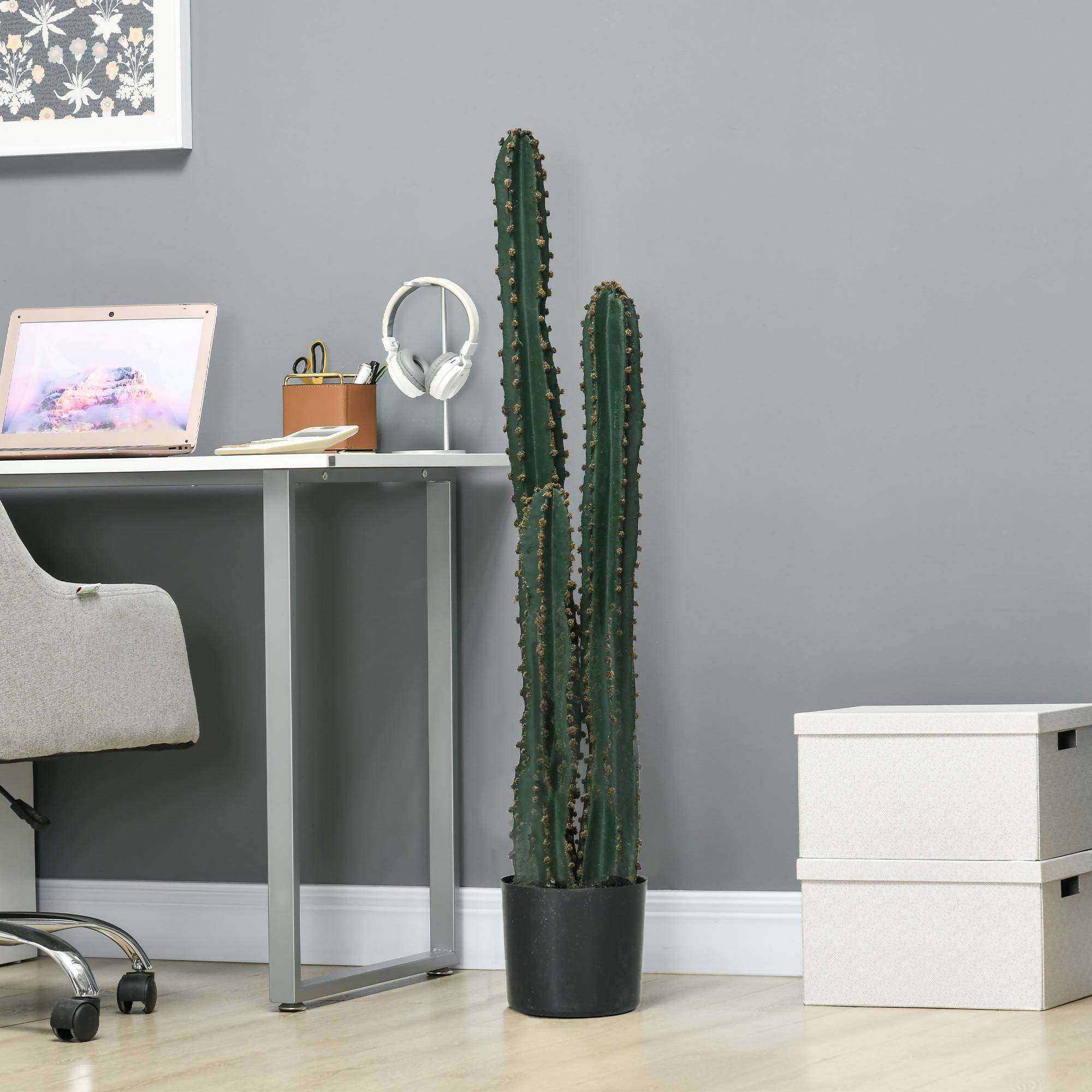 Cactus artificiel grand réalisme plante artificielle grande taille dim. Ø 18 x 120H cm vert - Image 6