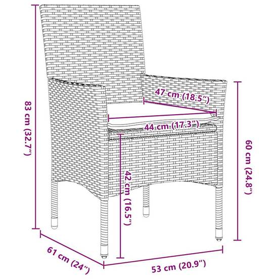 Ensemble repas 4 personnes Résine tressée et Acier Table en verre avec coussins Gris clair – ComfortXL Outdoor Living - Image 8