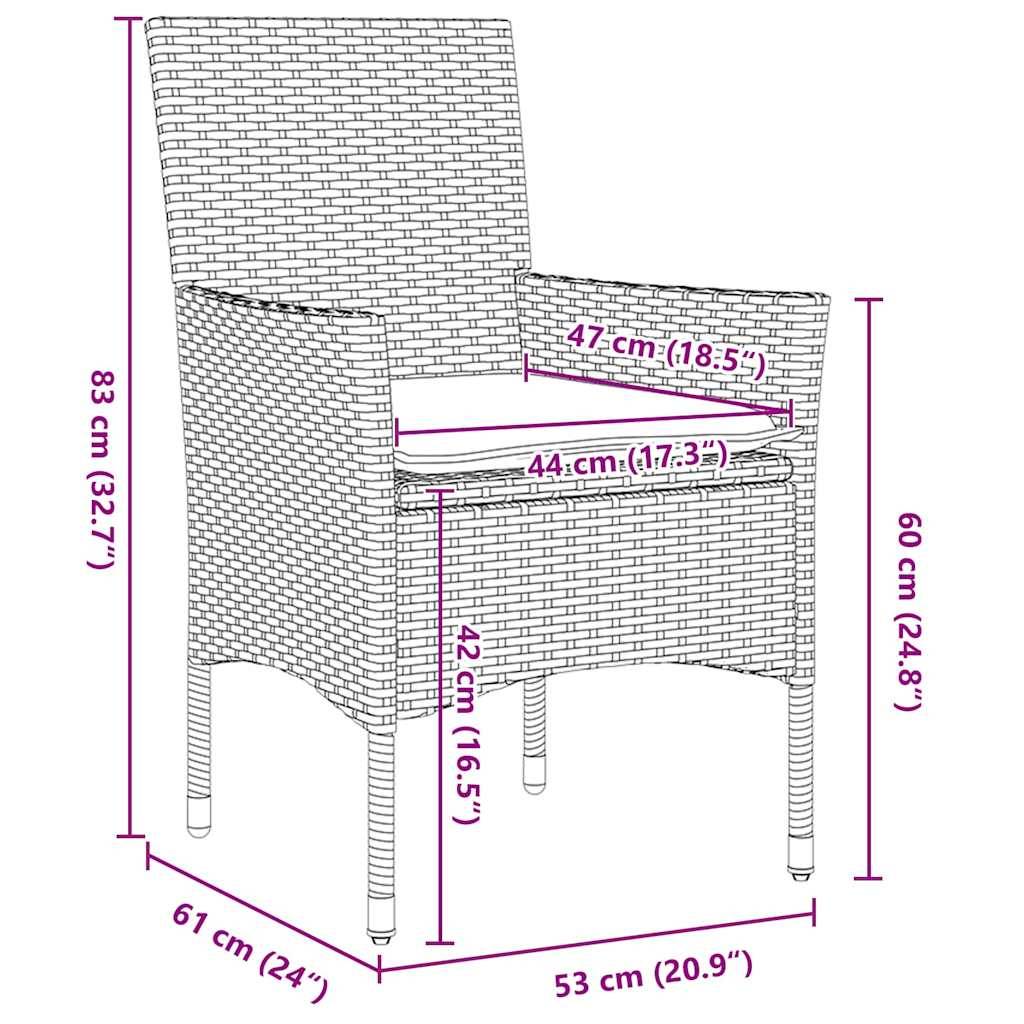 Ensemble repas 4 personnes Résine tressée et Acier Table en verre avec coussins Gris clair – ComfortXL Outdoor Living - Image 8