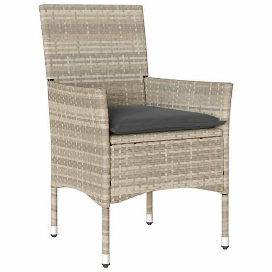 Ensemble repas 4 personnes Résine tressée et Acier Table en verre avec coussins Gris clair – ComfortXL Outdoor Living - Image 6