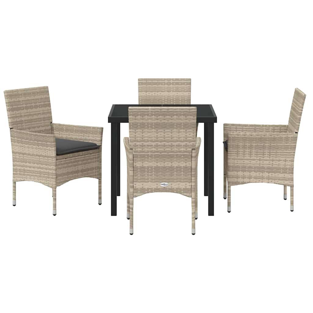 Ensemble repas 4 personnes Résine tressée et Acier Table en verre avec coussins Gris clair – ComfortXL Outdoor Living - Image 7