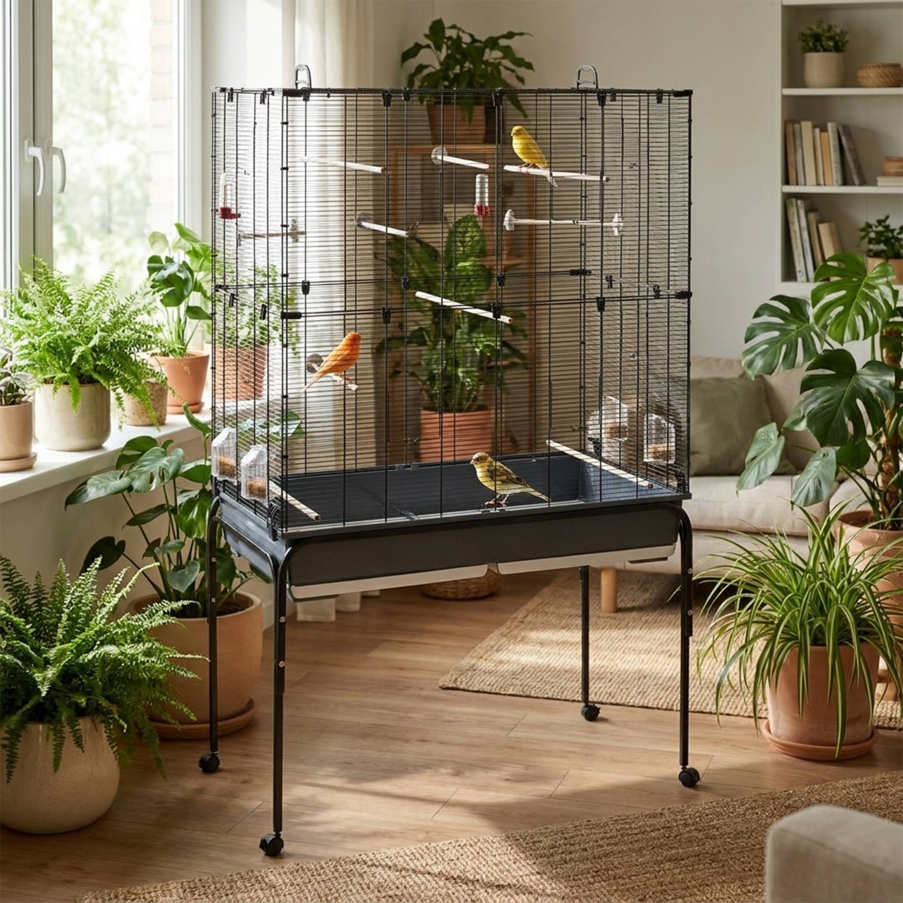 Ferplast - Ferplast Cage Oiseaux PLANETA, Volière, Perruche, Canari, Petits Oiseaux, avec Mangeoire et Accessoires, Support à Roulettes - Image 3