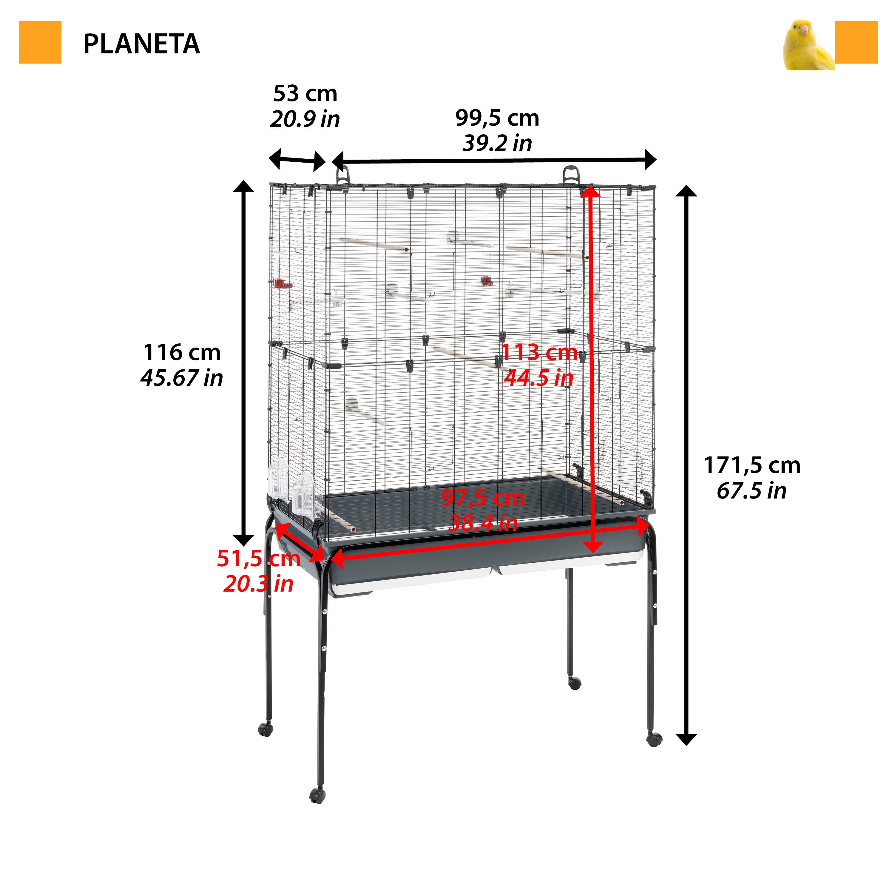 Ferplast - Ferplast Cage Oiseaux PLANETA, Volière, Perruche, Canari, Petits Oiseaux, avec Mangeoire et Accessoires, Support à Roulettes - Image 2