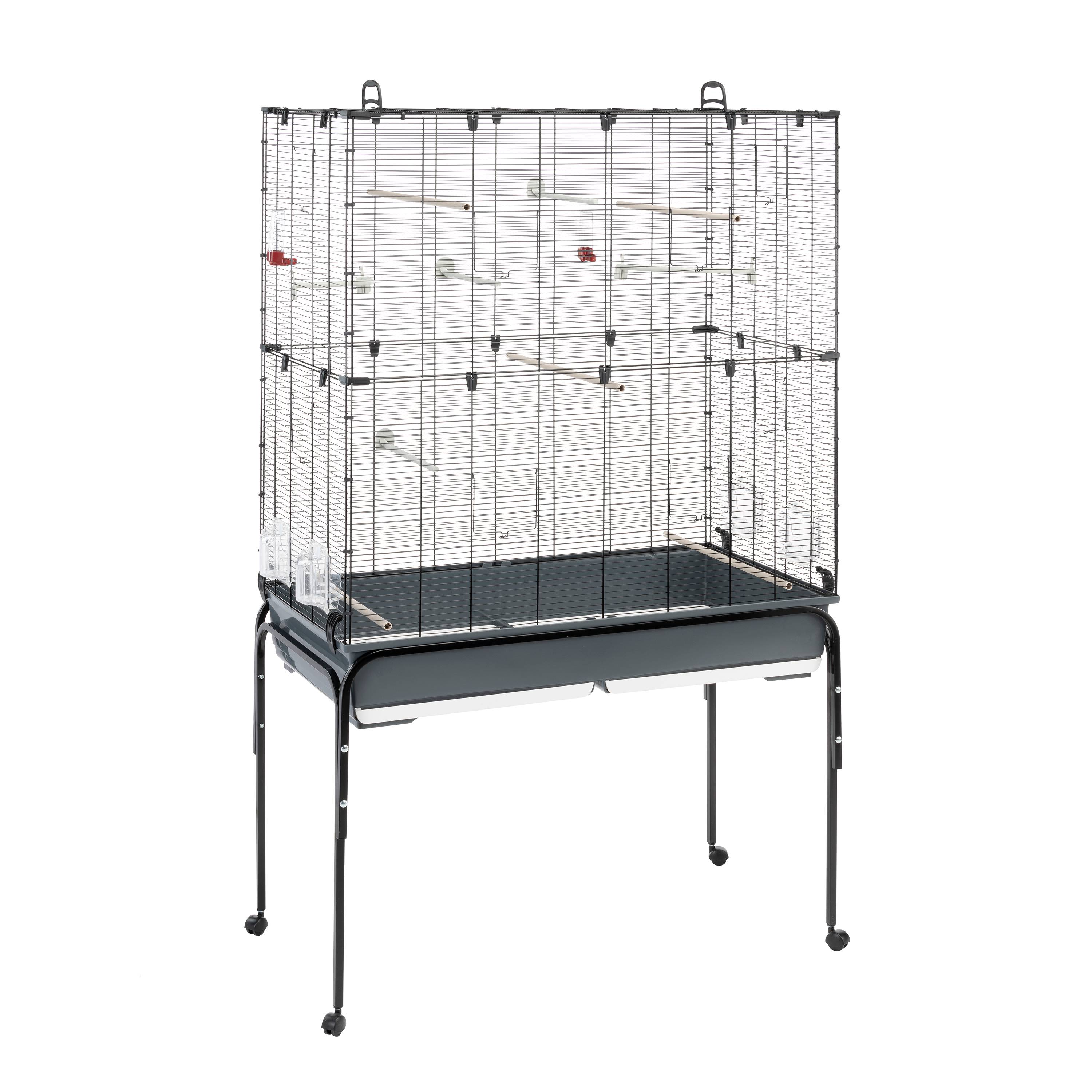 Ferplast - Ferplast Cage Oiseaux PLANETA, Volière, Perruche, Canari, Petits Oiseaux, avec Mangeoire et Accessoires, Support à Roulettes - Image 1