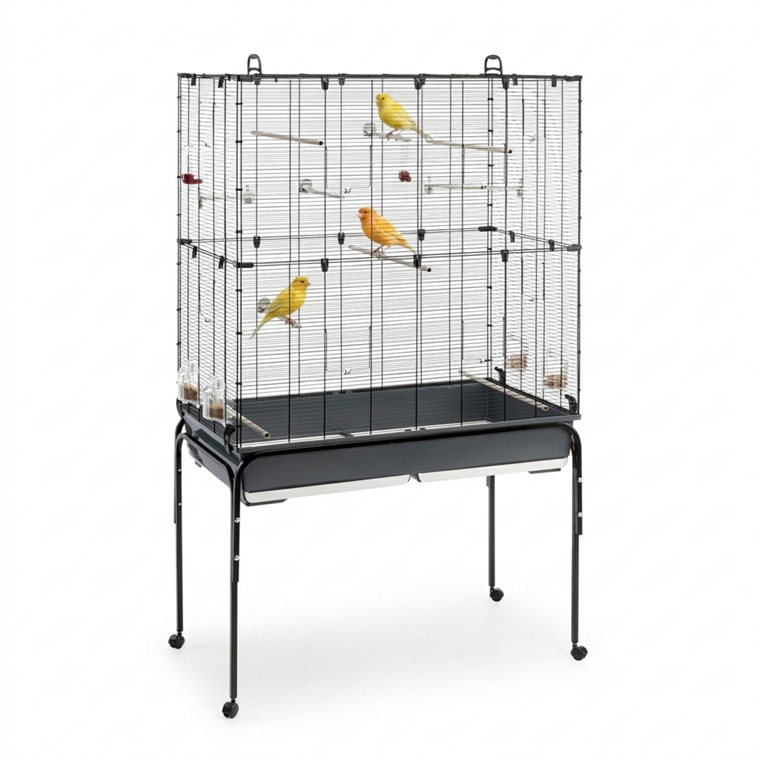 Ferplast - Ferplast Cage Oiseaux PLANETA, Volière, Perruche, Canari, Petits Oiseaux, avec Mangeoire et Accessoires, Support à Roulettes - Image 4