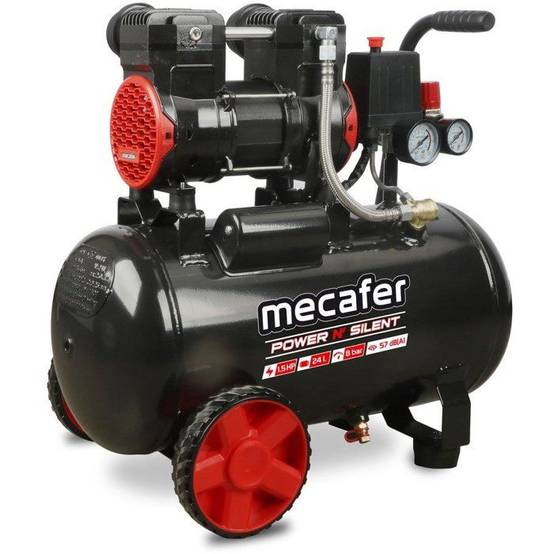 Mecafer - Compresseur d’air horizontal sans huile 24 L 1,5 HP 8 bar, 81 dB, 175 L/min - MECAFER - Image 1