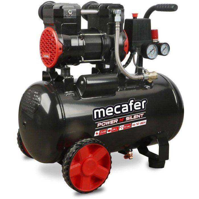 Mecafer - Compresseur d’air horizontal sans huile 24 L 1,5 HP 8 bar, 81 dB, 175 L/min - MECAFER - Image 1