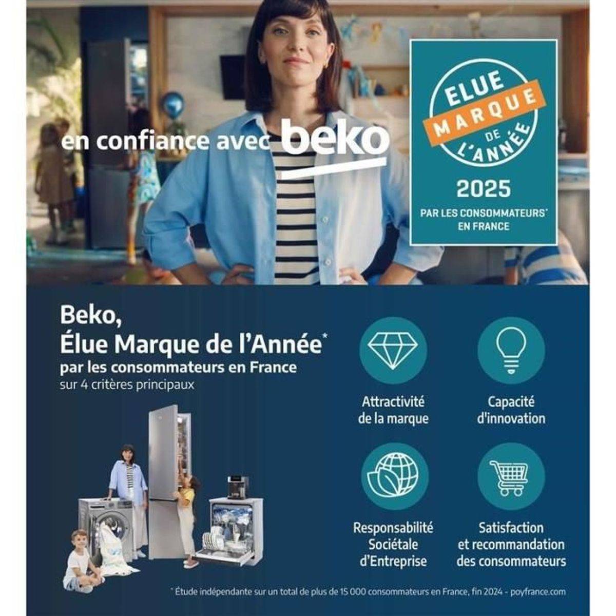 Beko - Table de cuissson à induction 60cm 3 feux 7200w noir HII63405MT Beko - Image 8