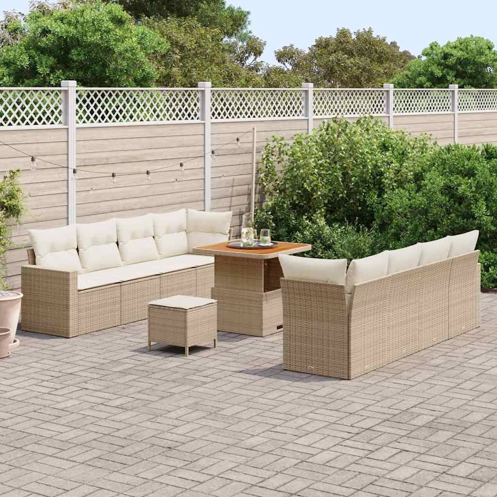 ComfortXL - Salon Bas de Jardin Modulable Rotin Synthétique 11 Pcs Table Ajustable et Coffre Beige Crème – ComfortXL Outdoor Living - Image 3