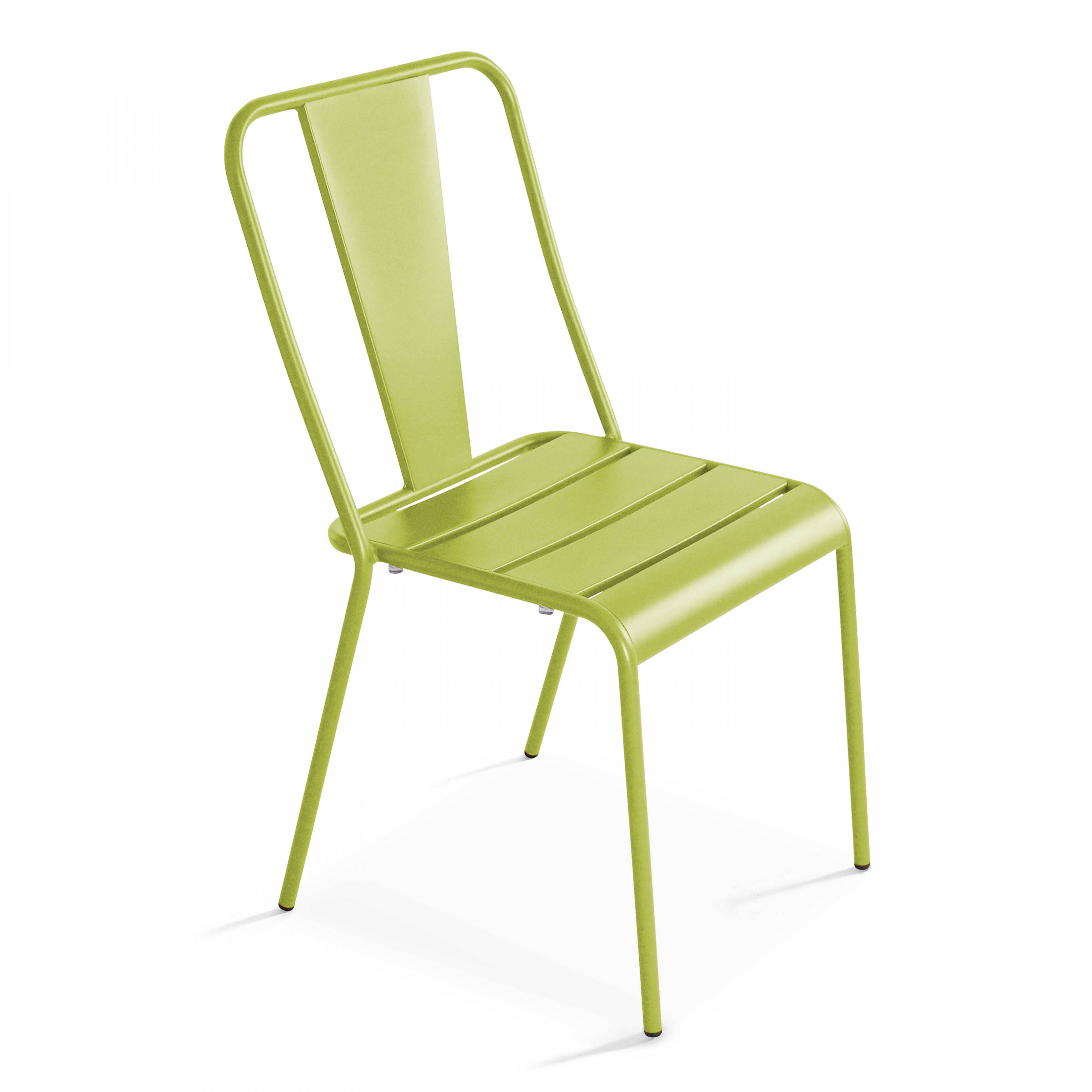 Oviala - Ensemble table de jardin carrée et 2 chaises bistrot vert Palavas - Oviala - Image 5
