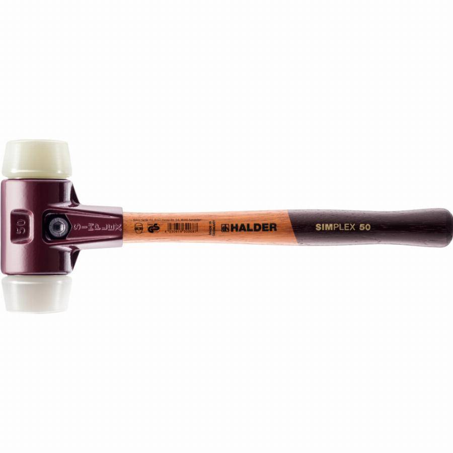 Maillet HALDER SIMPLEX Superplastique / nylon avec boîtier en fonte malléable et manche en bois - D=40 mm - 3078.040