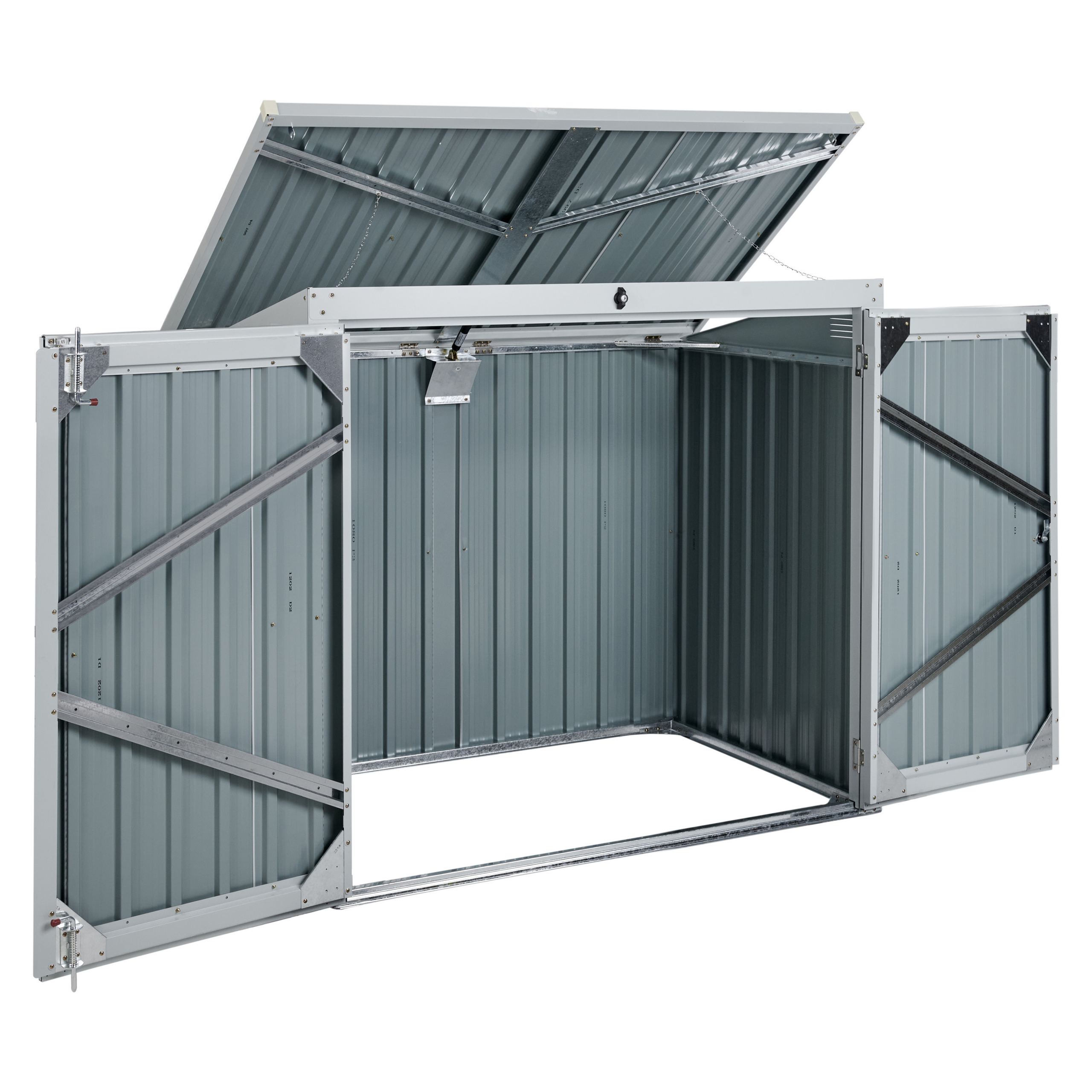Abri de Jardin Gris Clair en Acier Galvanisé pour Outils et Matériel Equipements Extérieur - Image 6