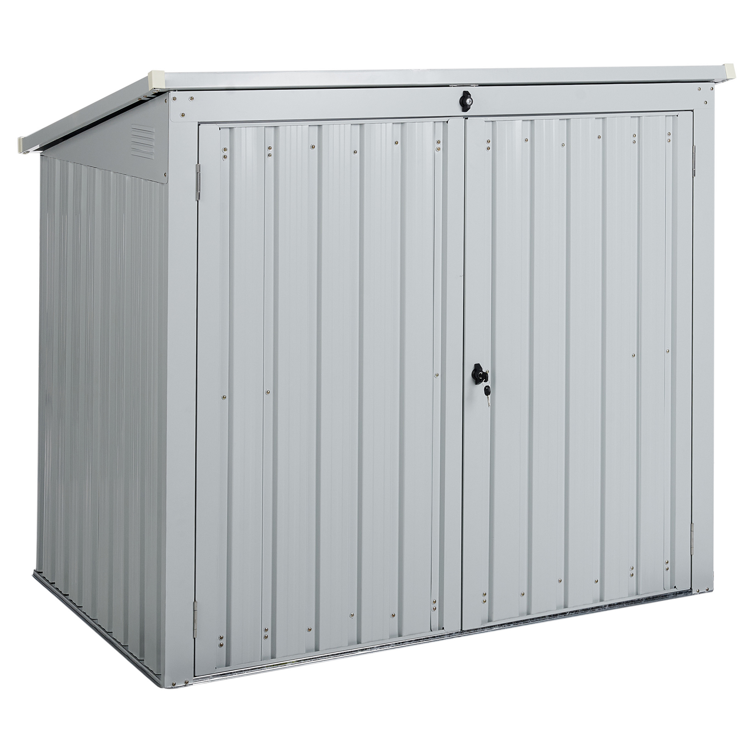 Abri de Jardin Gris Clair en Acier Galvanisé pour Outils et Matériel Equipements Extérieur - Image 1