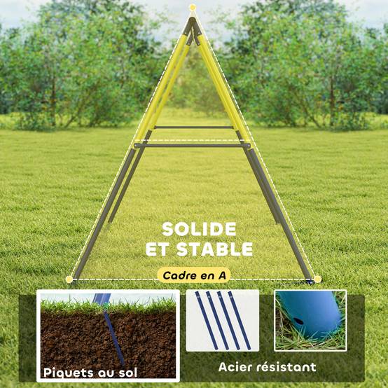Balançoire portique pour enfant avec double balançoire cadre en acier, pour 3-8 ans, 260x160x178cm - Image 6
