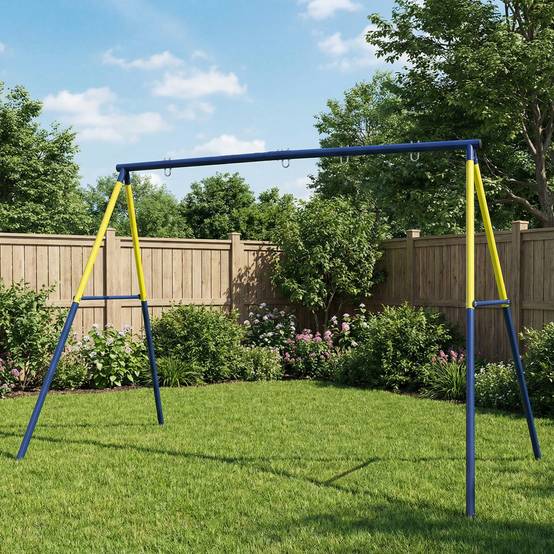 Balançoire portique pour enfant avec double balançoire cadre en acier, pour 3-8 ans, 260x160x178cm - Image 10