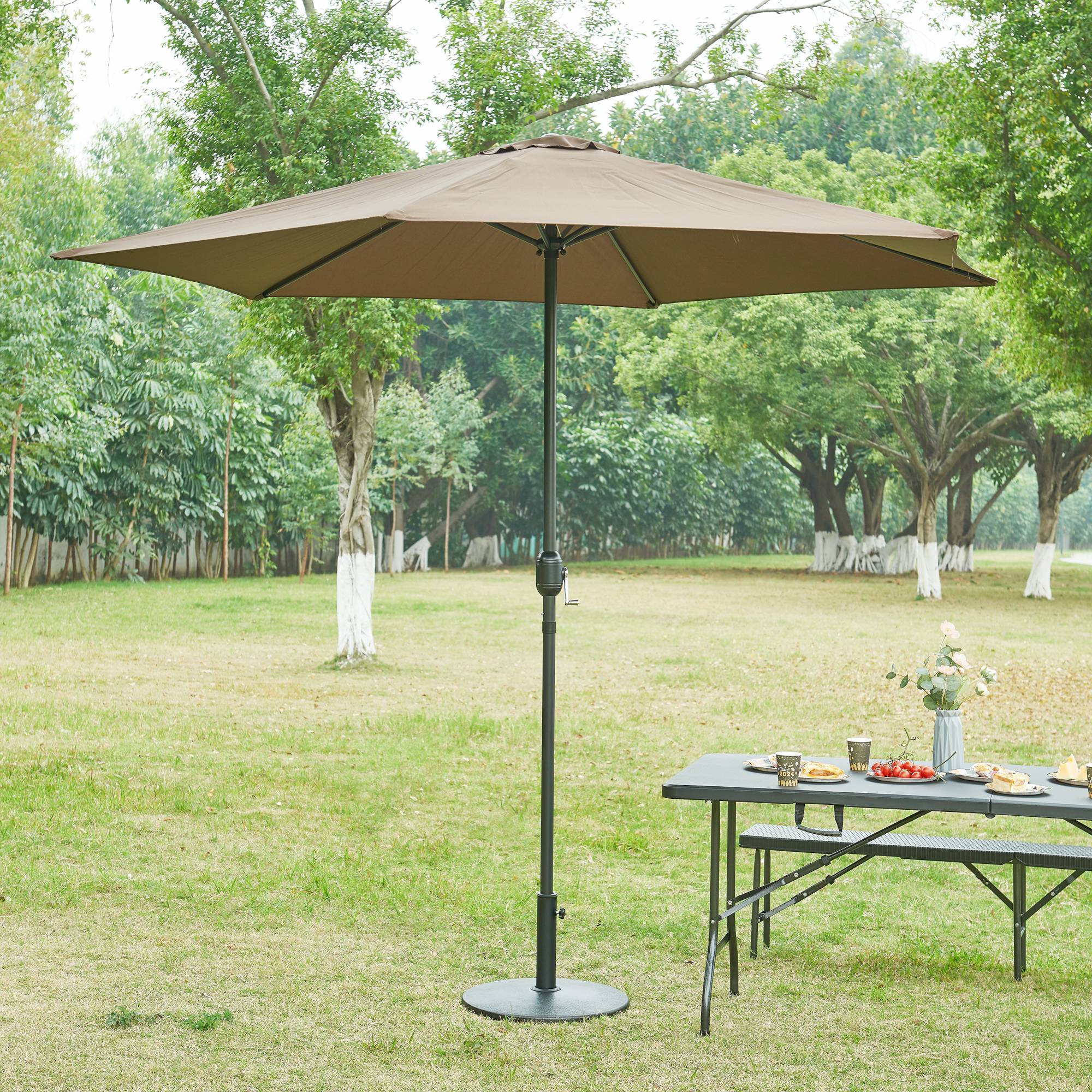 Casa.Pro - Pied de parasol Bionaz béton 50 x 6 cm noir casa.pro - Image 2