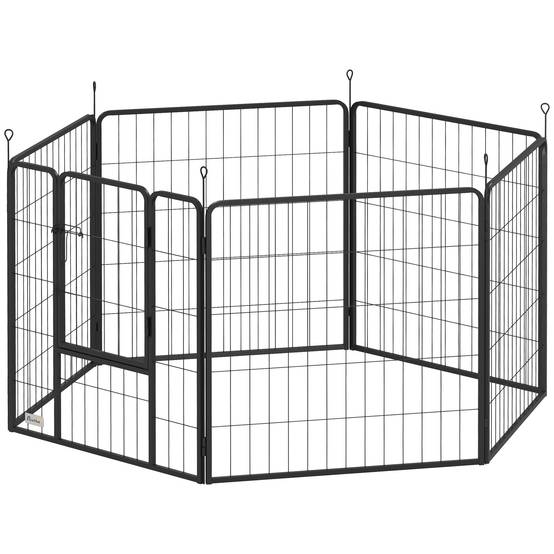 Parc pour chien acier intérieur et extérieur 6 panneaux modulables 160x80x80cm gris - ComfortXL Outdoor Living - Image 2