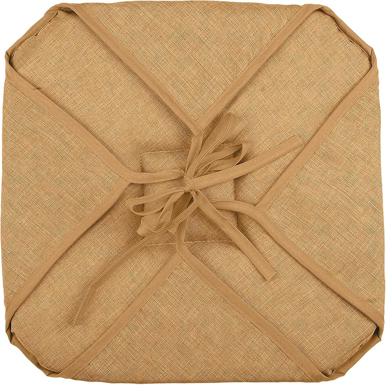 Galette de chaise 4 rabats 40 x 40 cm camel chinee - Image 3