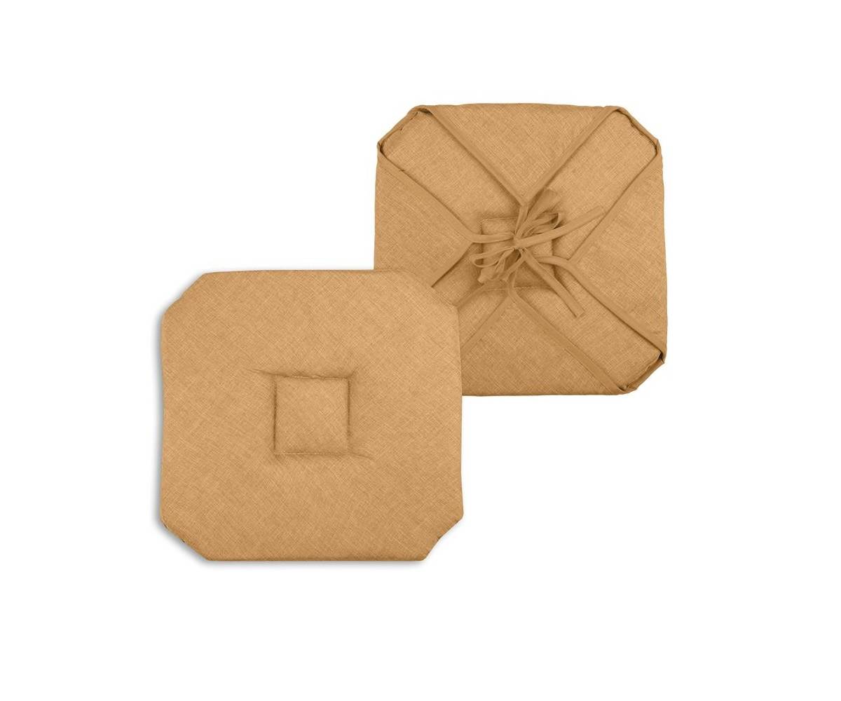 Galette de chaise 4 rabats 40 x 40 cm camel chinee - Image 1