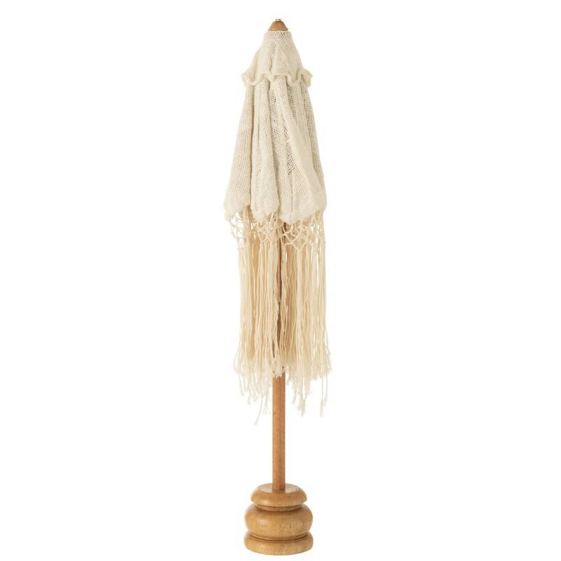 Parasol sur pied longues franges en bois beige 50x50x84 cm - J-Line - Image 2