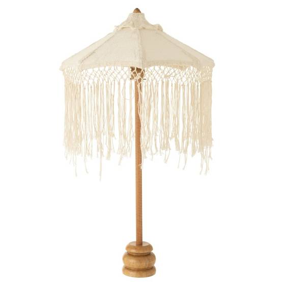 Parasol sur pied longues franges en bois beige 50x50x84 cm - J-Line - Image 1