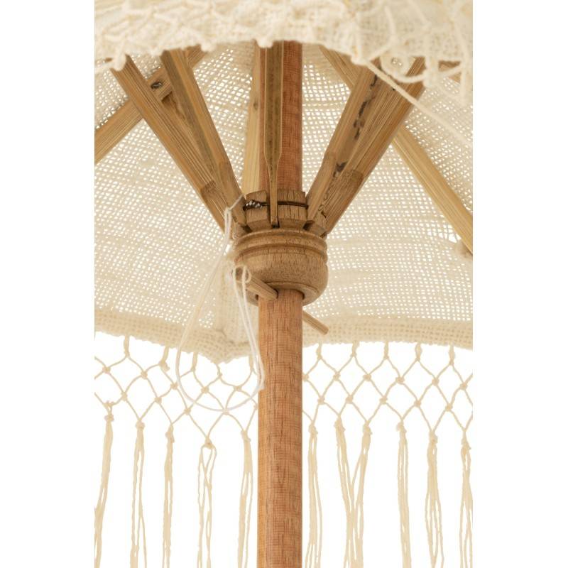 Parasol sur pied longues franges en bois beige 50x50x84 cm - J-Line - Image 3
