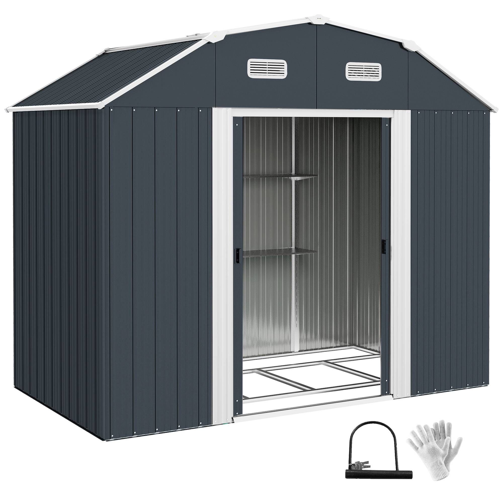 Abri de jardin acier galvanisé extérieur stockage outils 2,7m² gris foncé - ComfortXL Outdoor Living - Image 2