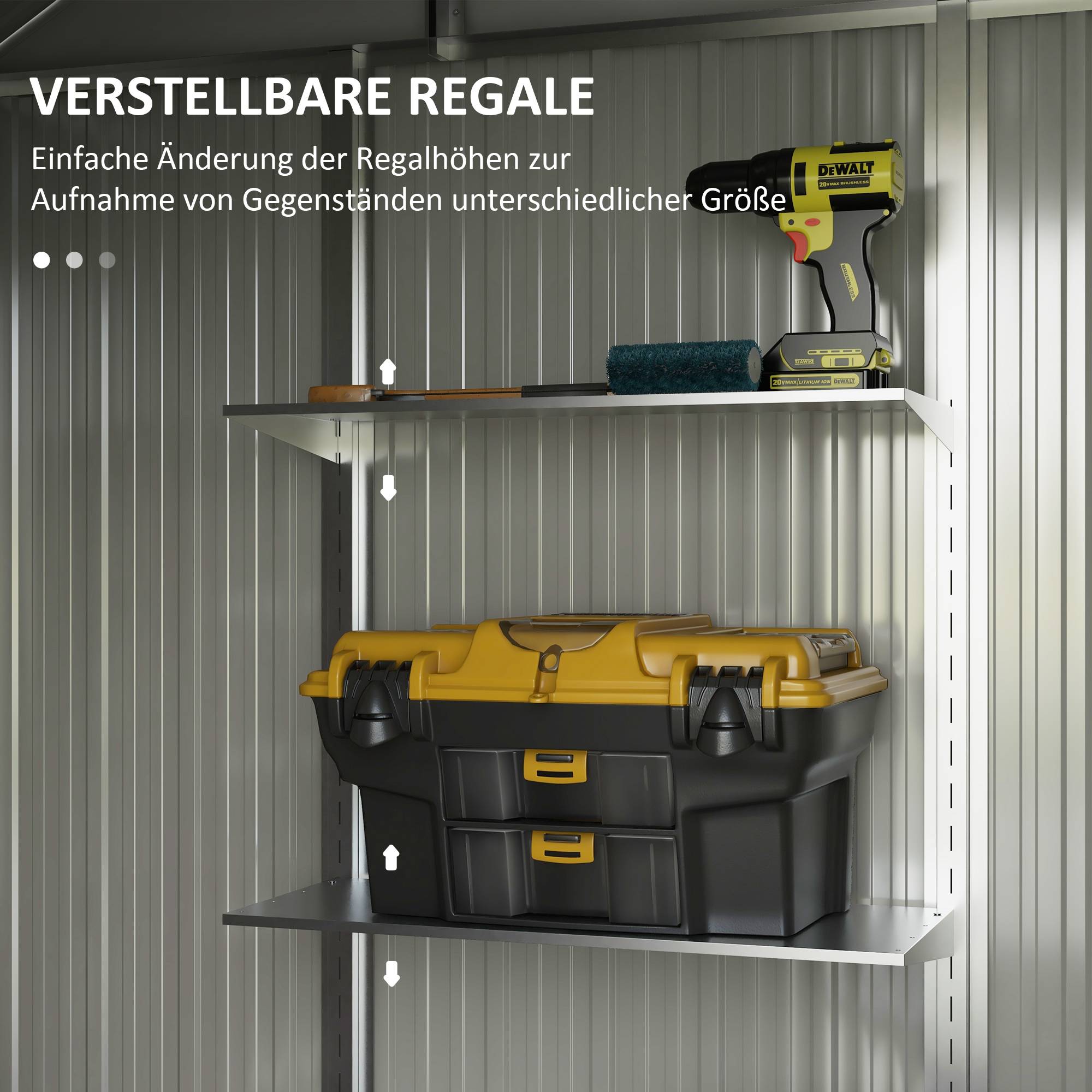 Abri de jardin acier galvanisé extérieur stockage outils 2,7m² gris foncé - ComfortXL Outdoor Living - Image 4