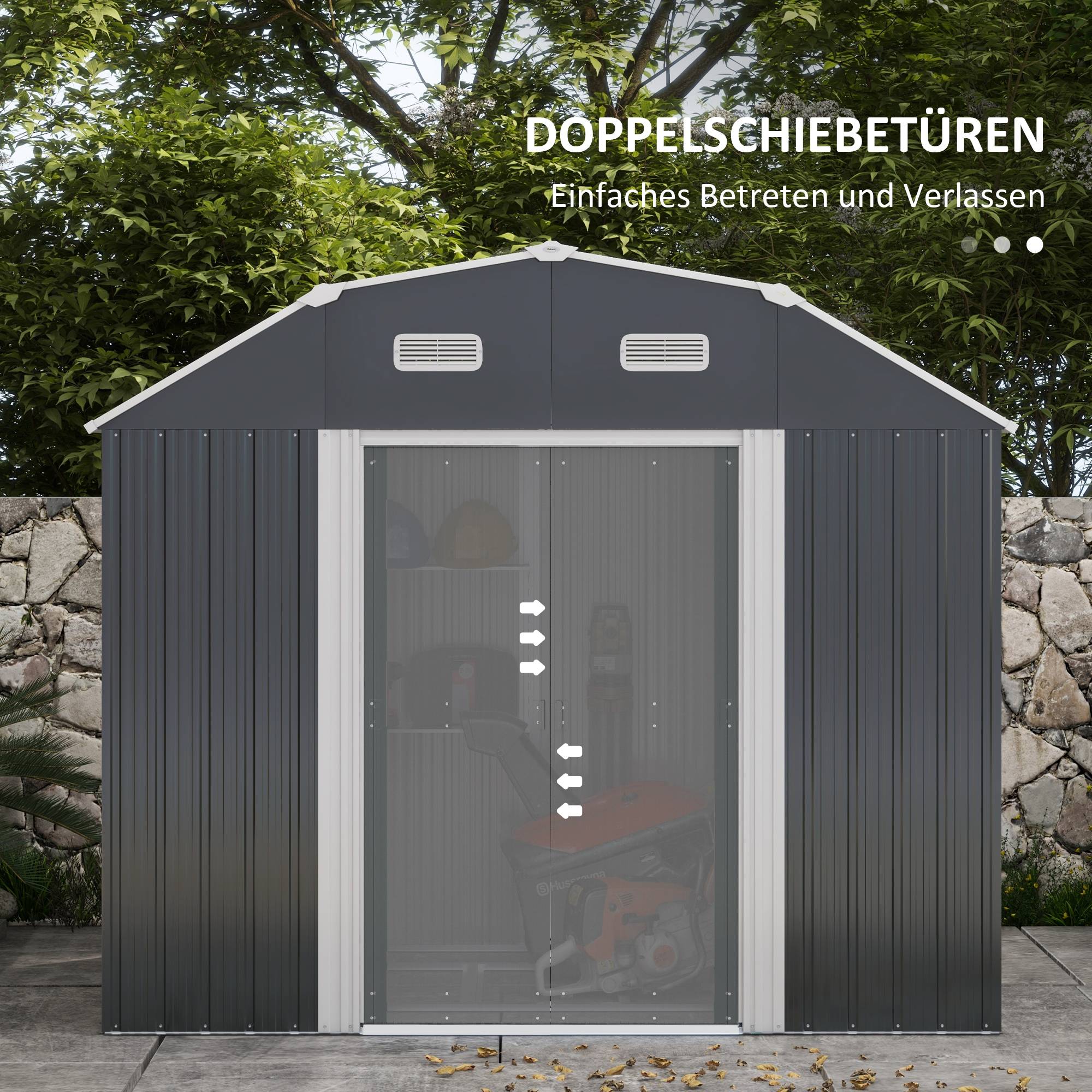 Abri de jardin acier galvanisé extérieur stockage outils 2,7m² gris foncé - ComfortXL Outdoor Living - Image 5