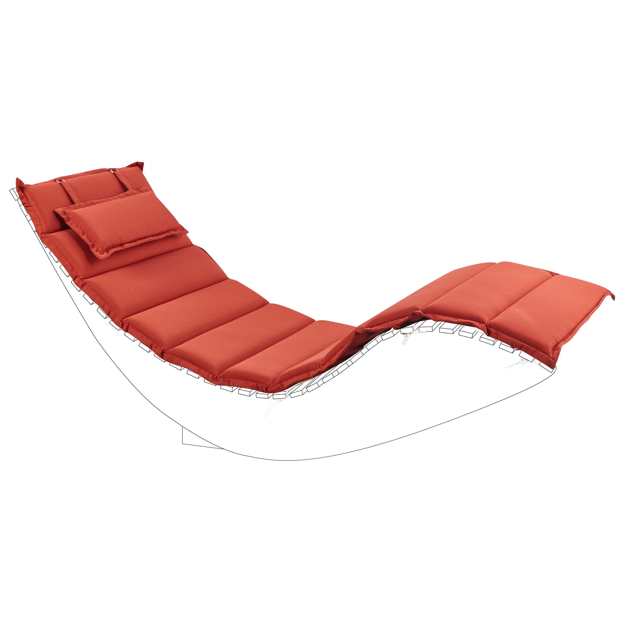 Beliani - Chaise Longue Extérieur à Bascule en Bois d'Acacia Clair Design à Lattes avec Coussin Rouge - Image 4