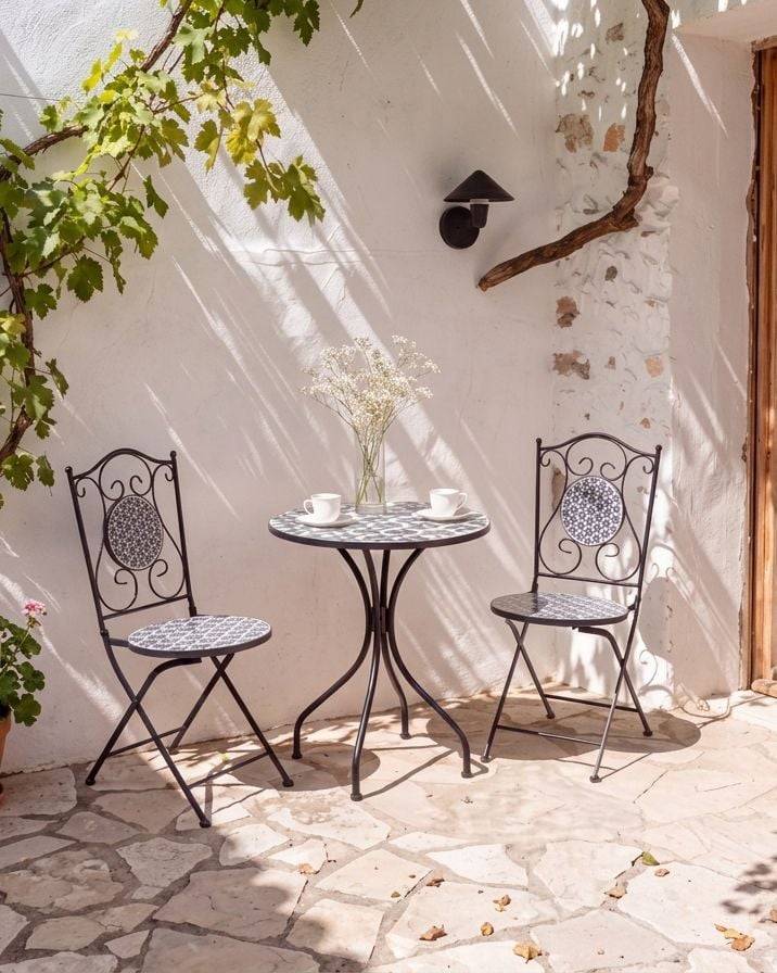 Beliani - Chaise de jardin Métal Blanc/bleu SIROLO - 40x44x90- Beliani