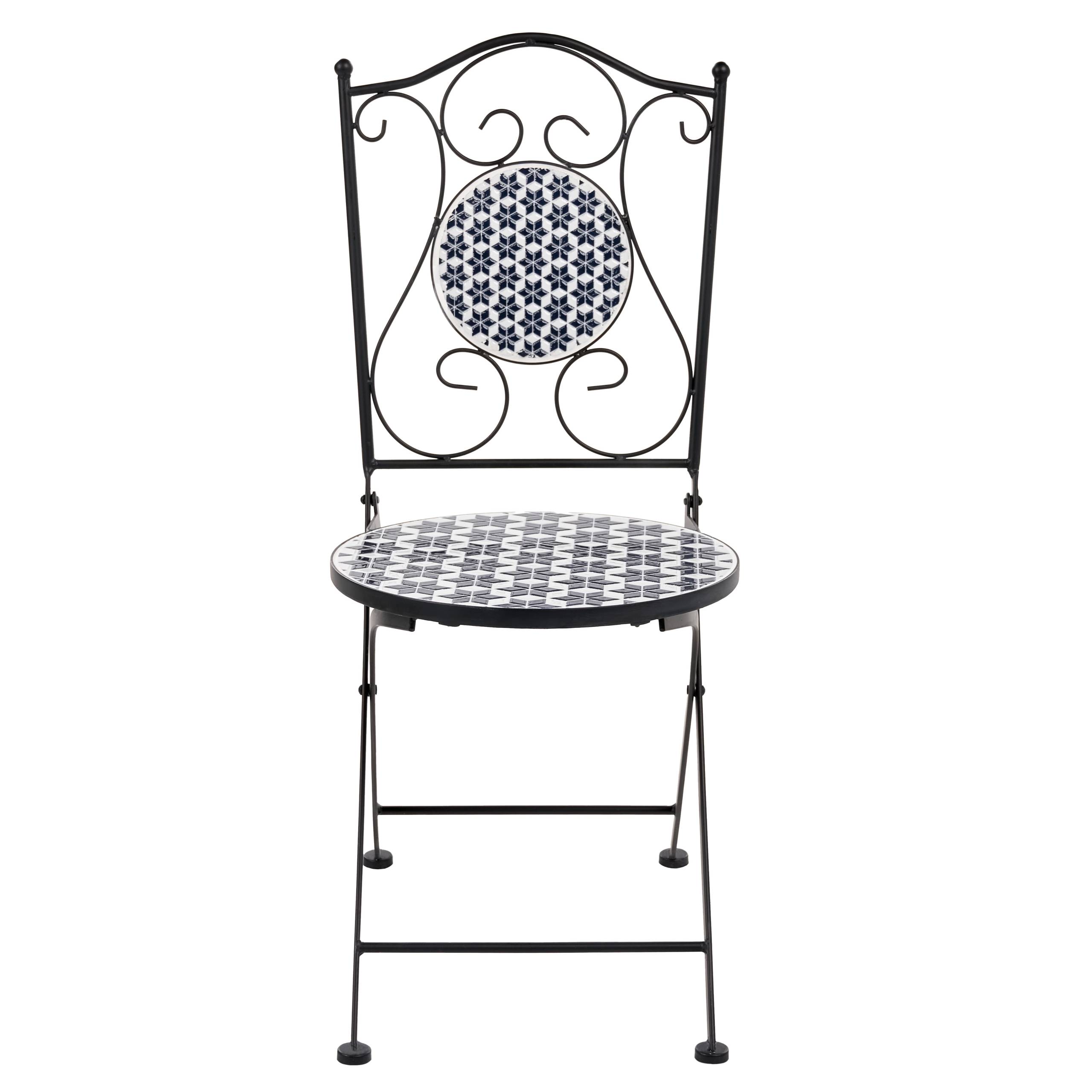 Beliani - Chaise de jardin Métal Blanc/bleu SIROLO - 40x44x90- Beliani - Image 5