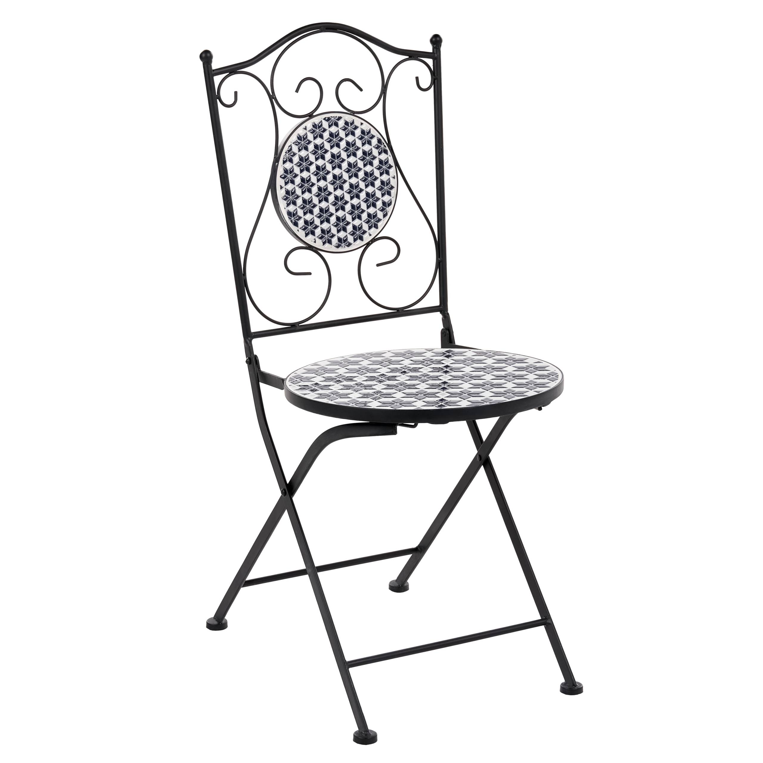 Beliani - Chaise de jardin Métal Blanc/bleu SIROLO - 40x44x90- Beliani - Image 4