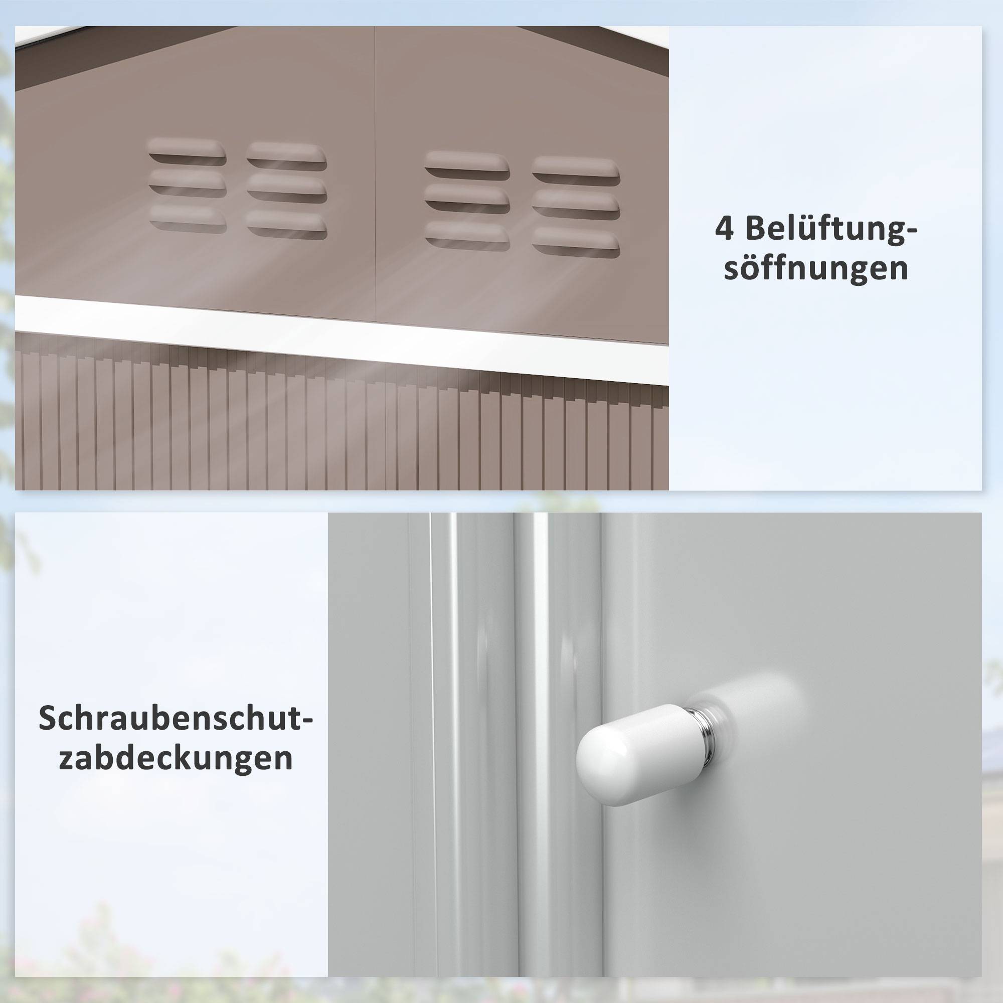Abri de jardin acier galvanisé pour extérieur rangement outils 4,9m2 gris clair - ComfortXL Outdoor Living - Image 7