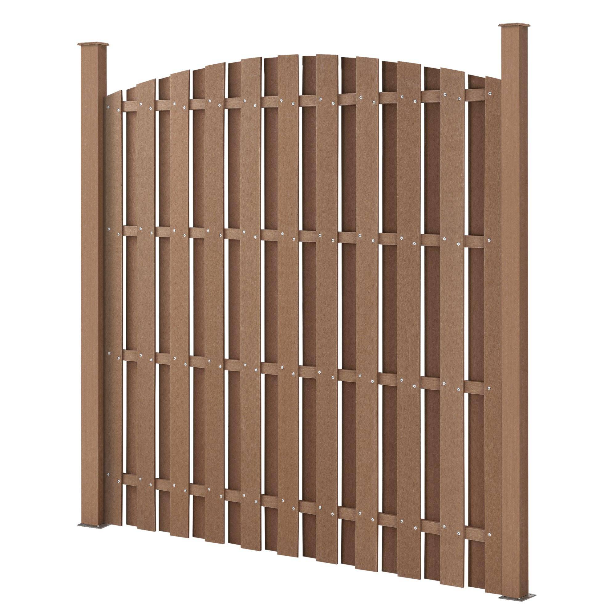 4 pièces de clôture barrière brise vue brise vent bois composite WPC demi-cercle arrondi 185 x 747 cm brun - Image 2