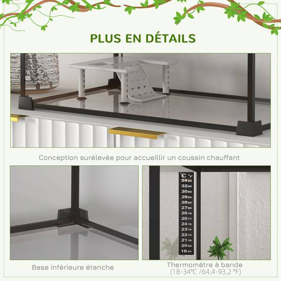 Terrarium pour reptiles verre transparents 50 x 30 x 25 cm - PANGIVO - Image 8