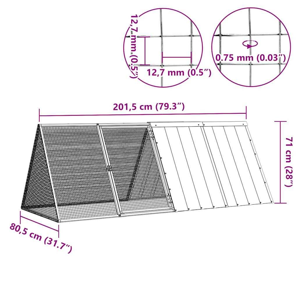 Vidaxl - Cage pour lapin Anthracite 201,5x80,5x71 cm Acier galvanisé vidaXL 171536 - Image 3
