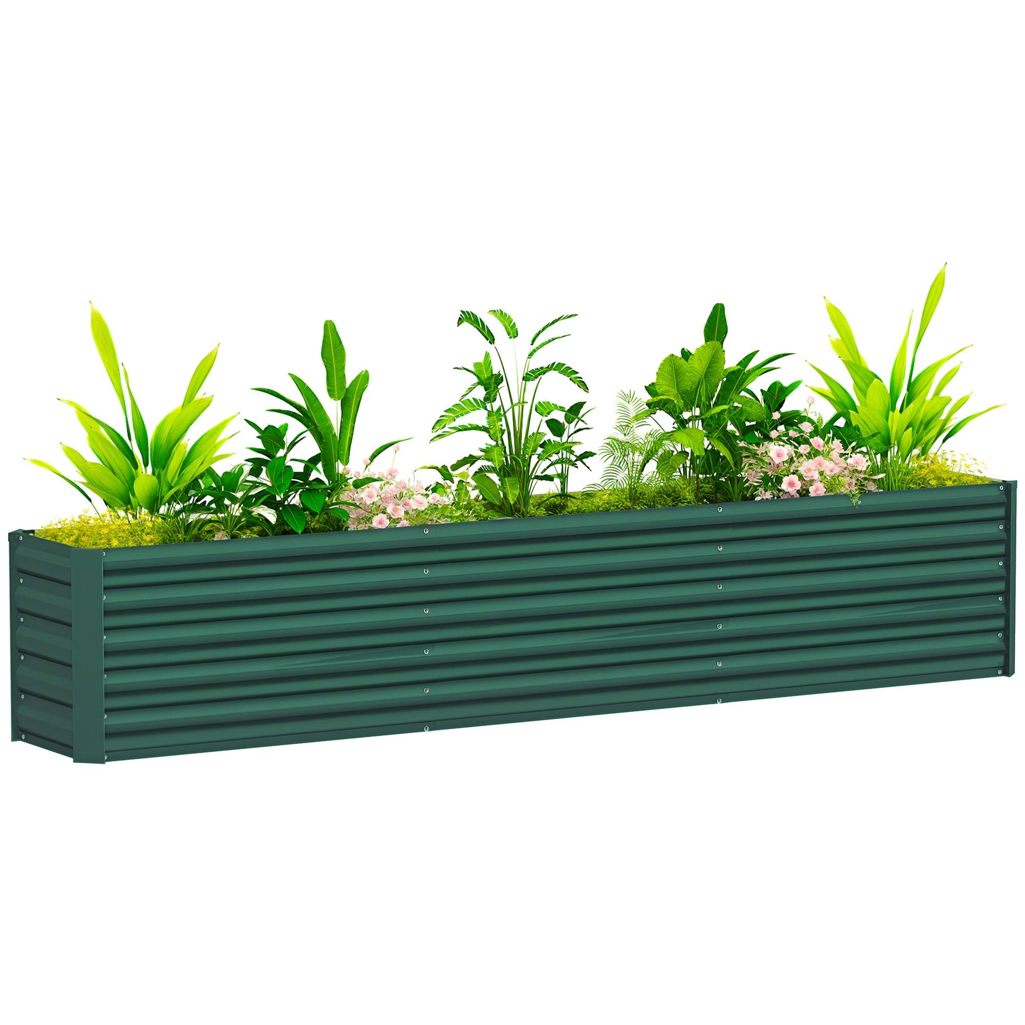 Sans Marque - Potager fond ouvert bords arrondis acier galvanisé 240x40x45 cm vert - Image 1