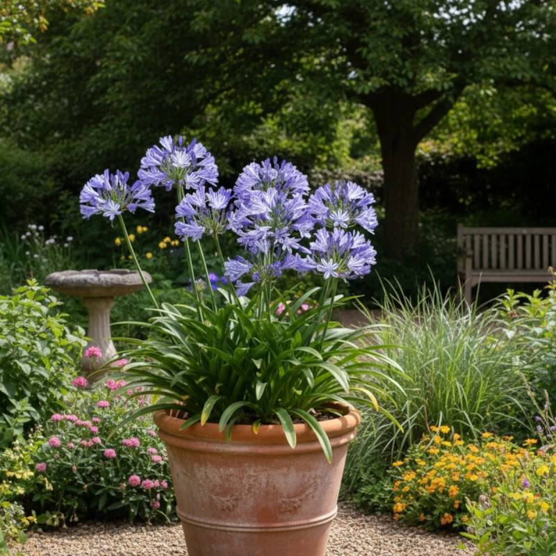 Agapanthe Charlotte® à fleurs Bleue/ - feuillage Semi-Persistant - Godet - 5/20 cm - Image 1