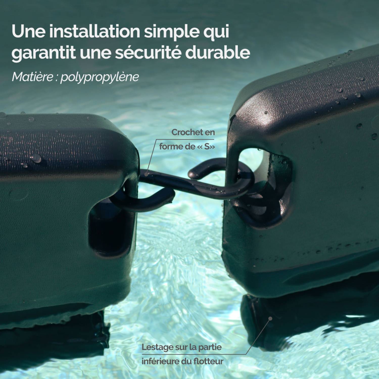 Linxor - Lot de 6 flotteurs d'hivernage lestés pour piscine avec crochets - 50 cm - Noir - Linxor - Image 3