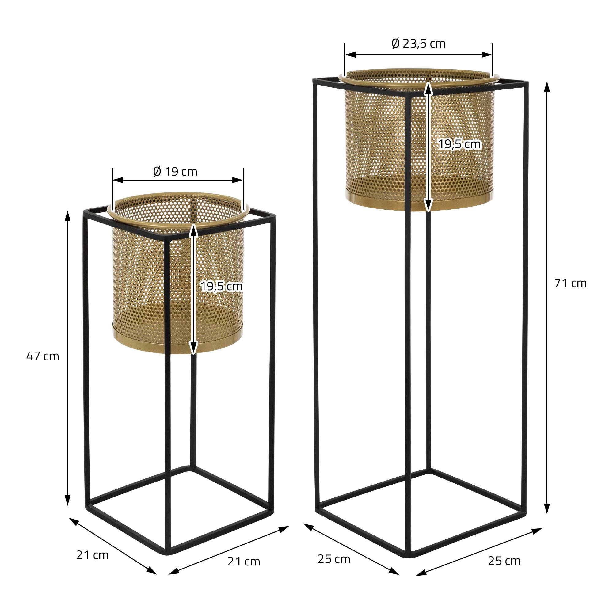 Ml-Design - 2x Support de plantes noir/or en acier 47 et 71 cm pots de fleurs décoratifs - Image 6