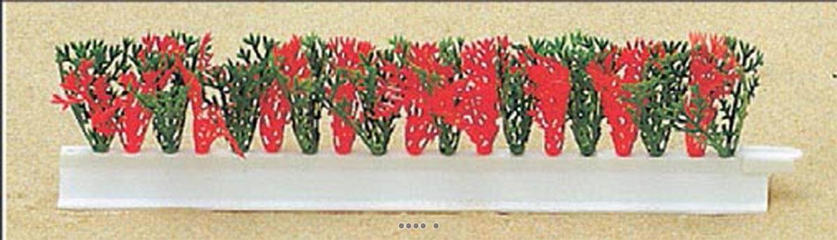 Artificielles - Barrette x12 séparateurs socle blanc L25cm feuille Cyprés Vert-Rouge