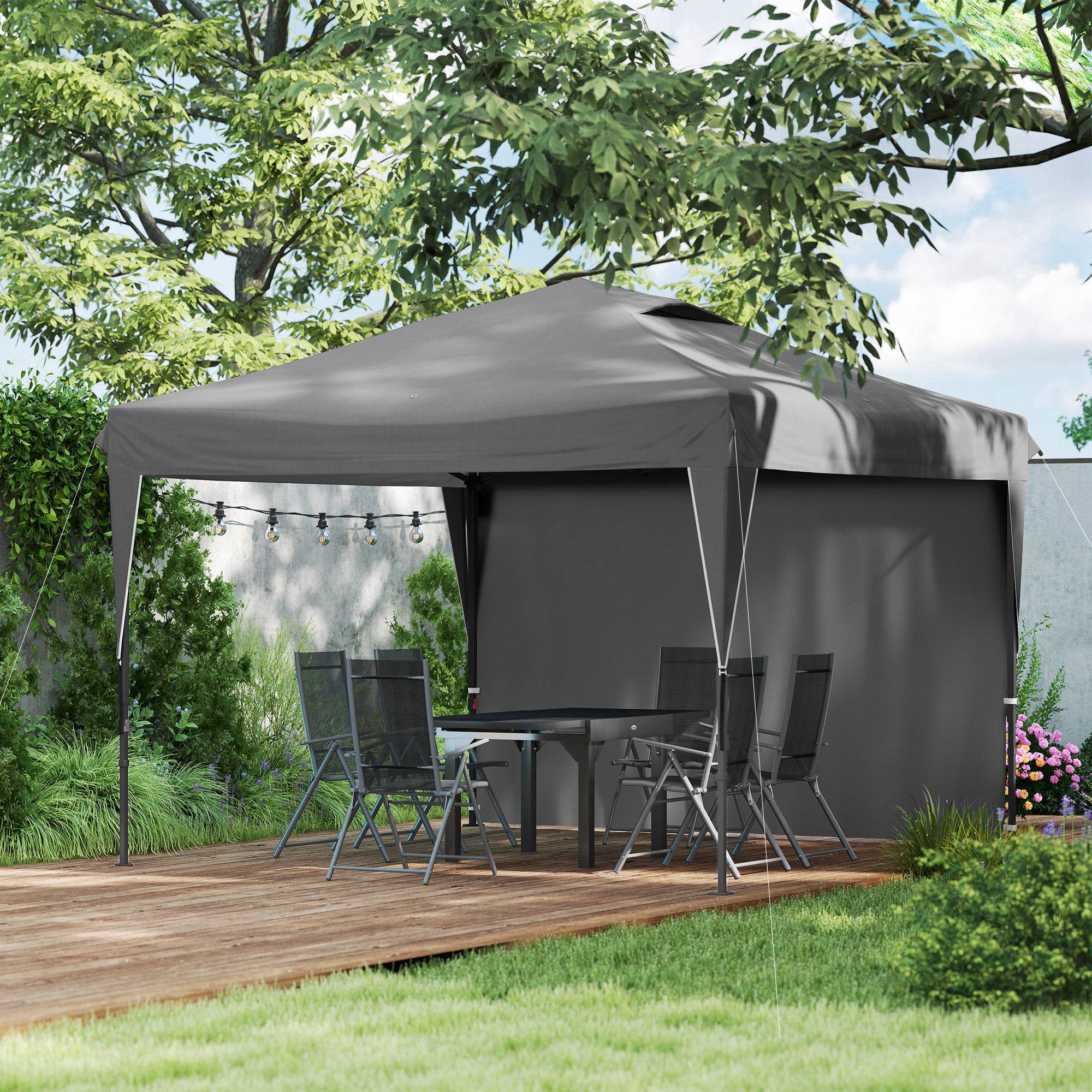Barnum pliant de jardin tonnelle Oxford paroi latérale transport facile 300x300cm gris - ComfortXL Outdoor Living - Image 10