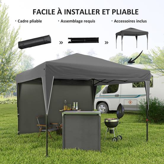 Barnum pliant de jardin tonnelle Oxford paroi latérale transport facile 300x300cm gris - ComfortXL Outdoor Living - Image 7