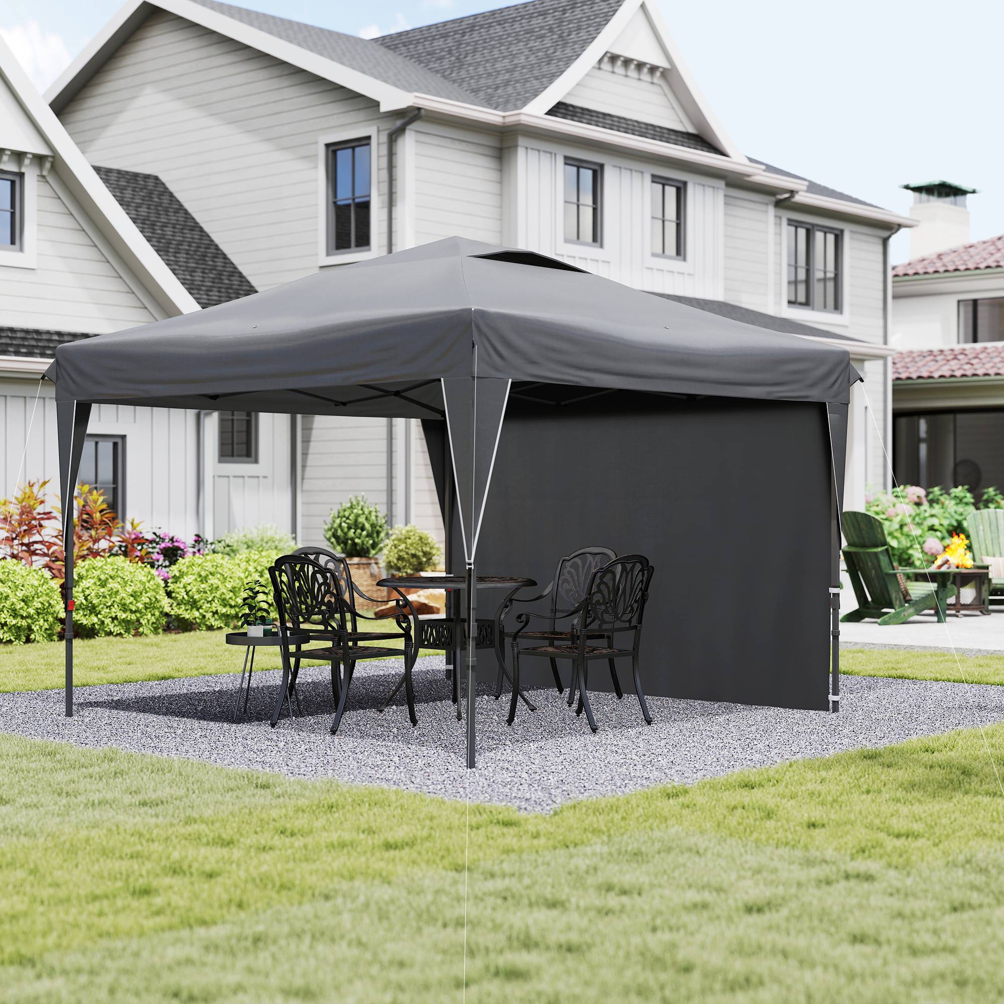 Barnum pliant de jardin tonnelle Oxford paroi latérale transport facile 300x300cm gris - ComfortXL Outdoor Living - Image 4