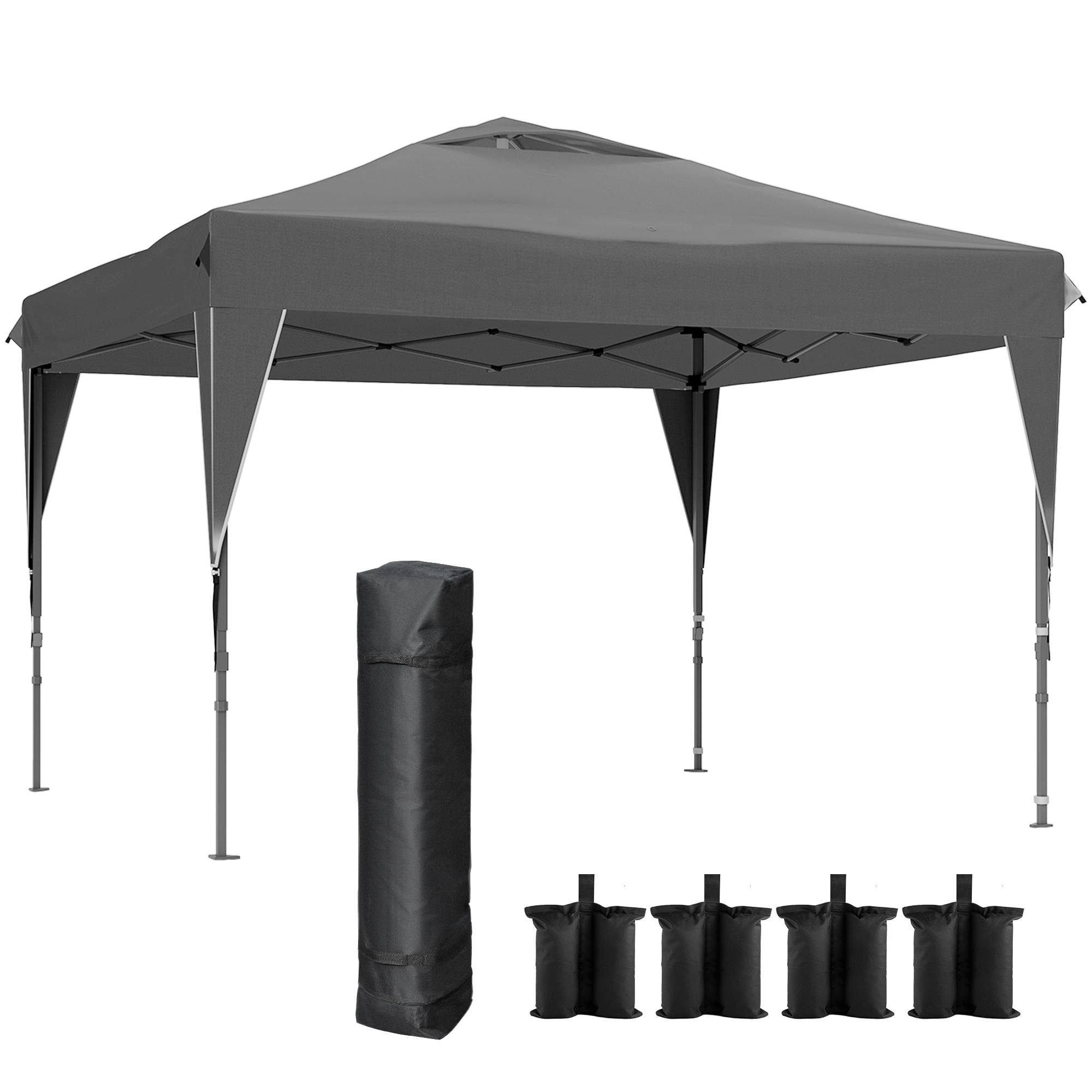 Barnum pliant de jardin tonnelle Oxford paroi latérale transport facile 300x300cm gris - ComfortXL Outdoor Living - Image 2