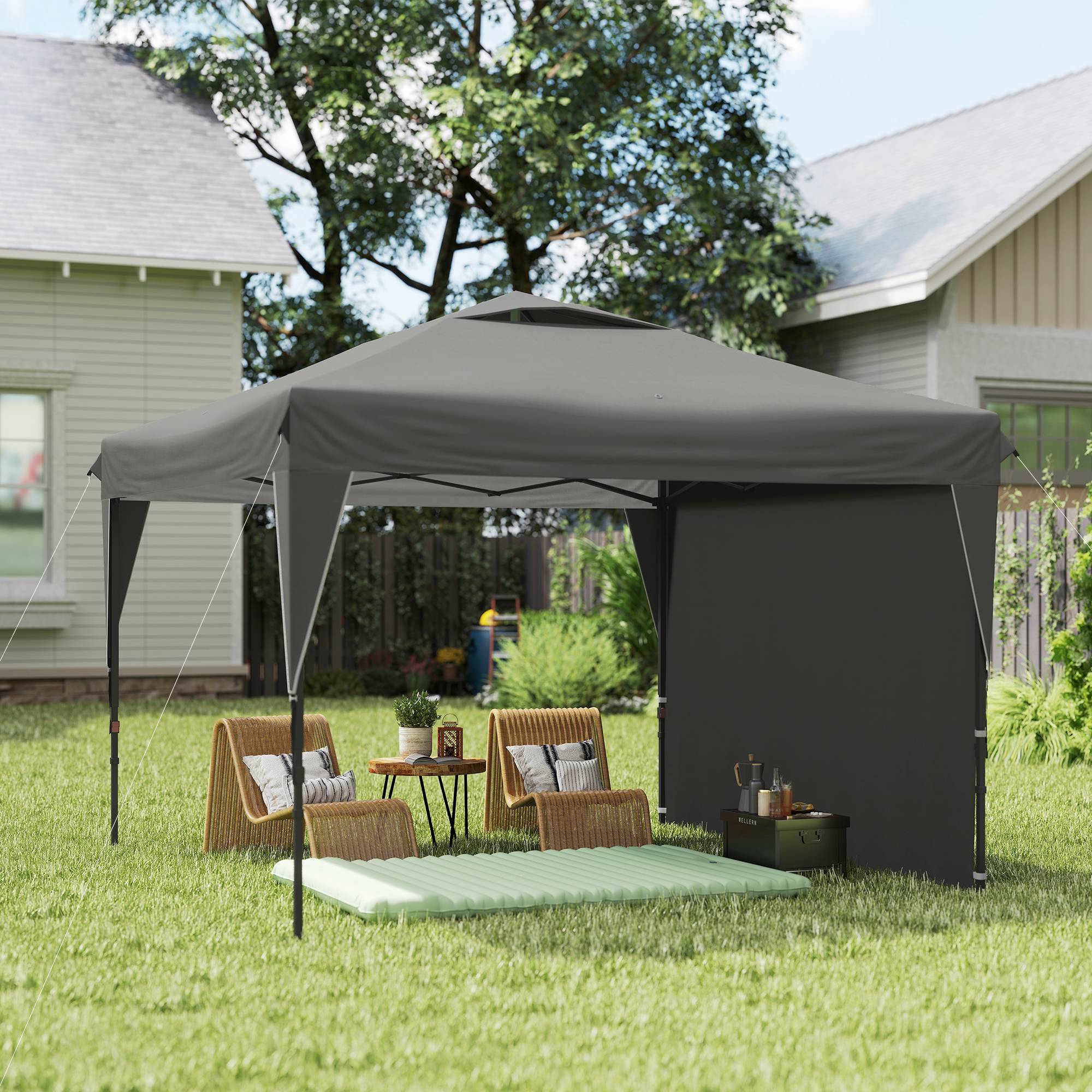 Barnum pliant de jardin tonnelle Oxford paroi latérale transport facile 300x300cm gris - ComfortXL Outdoor Living - Image 3